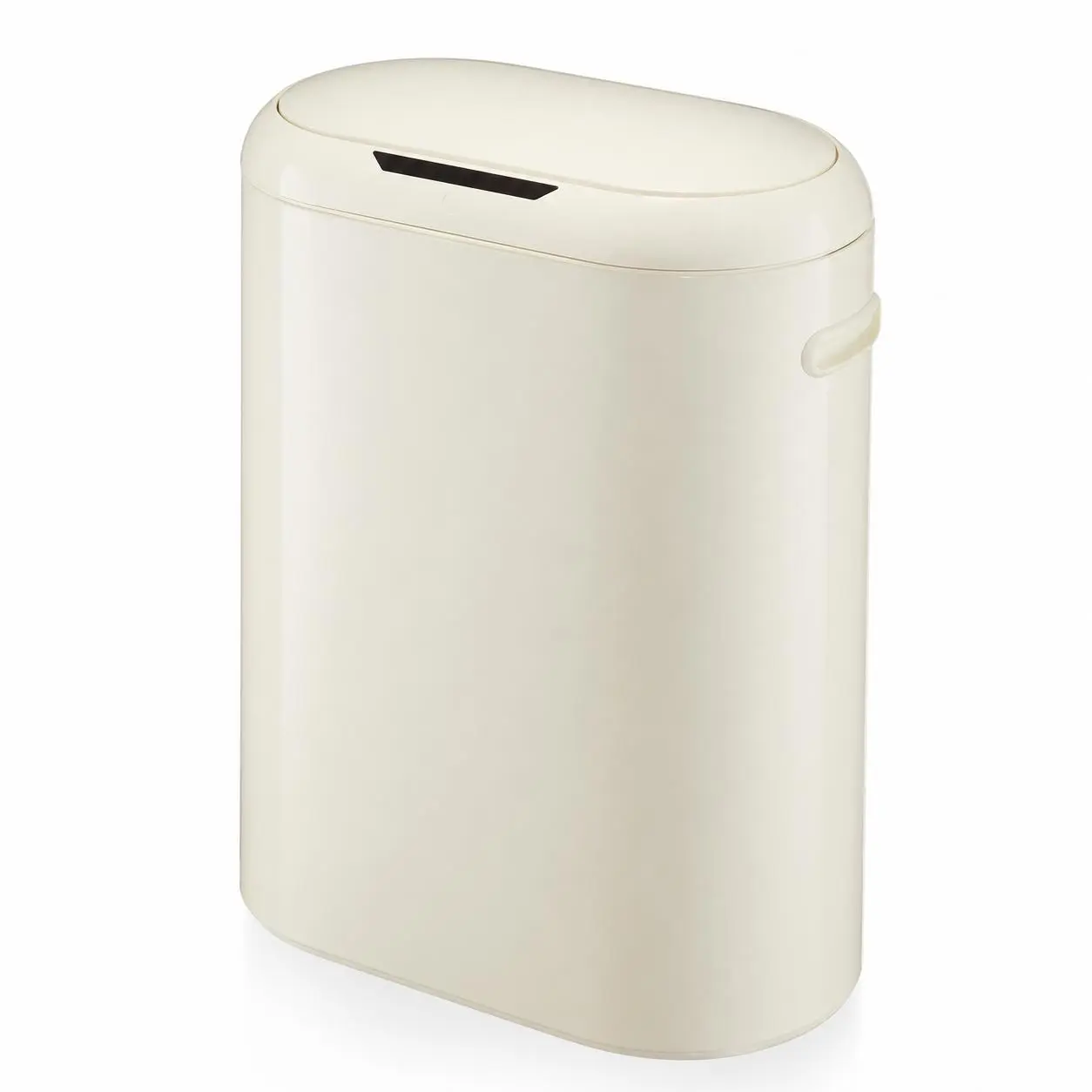 13-Gal Slim Stainless Steel Touchless Motion Detector Kitchen Trash Can - Soft-Close Lid Automatic Smart Waste Bin for Home, Office, White