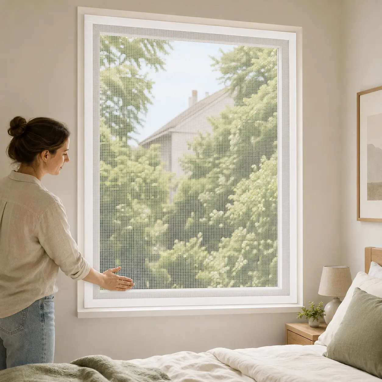 Self-Adhesive Secure Attachment No-Hole Mosquito Screen, Removable Fine Mesh Breathable Insect Net, Suitable for Bedroom, Kitchen, Home Windows