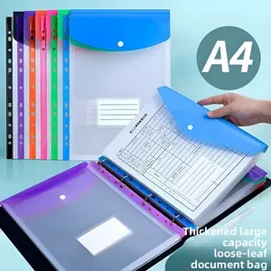 A4 Punched Pockets 6/12/24Pcs Plastic Wallets for A4 Binders Snap Closure Document Folders Assorted Colors Label Design