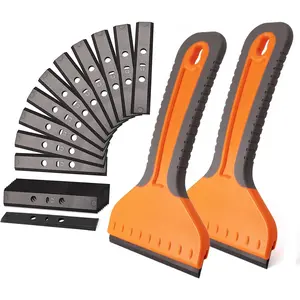 4-inch Plastic Razor  Scraper, 2 count Big   Scraper Sticker Remover Scraper Tool with 20 count  for Glue Label Decal Wallpaper Removing Glass Cleaning