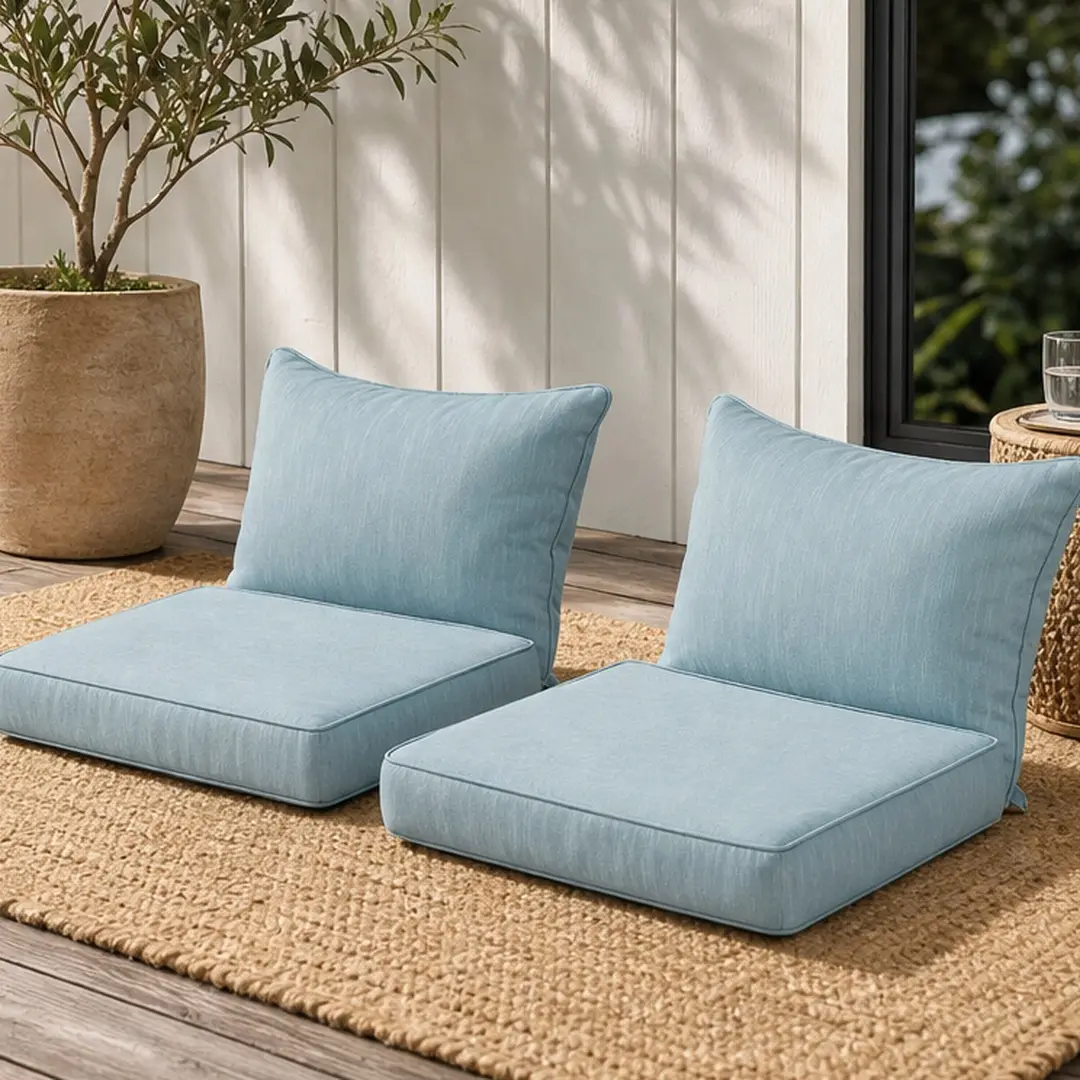 ARCH Outdoor Club Chair Cushion Set Teal Water-Repellent Fabric Foam Filled Back and Seat Cushions Set of 2 for Garden Patio Dining Chairs Lounge Furniture, Teal Color Options, Fabric Material, Product Dimensions: Not Applicable W x Not Applicable