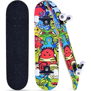 Skateboards for Beginners Kids Boys Girls and Adults 31"x8" Pro Complete Skateboard 8 Layers Maple Wood, Double Kick Concave, Fascinating Cool, Solid&Durable