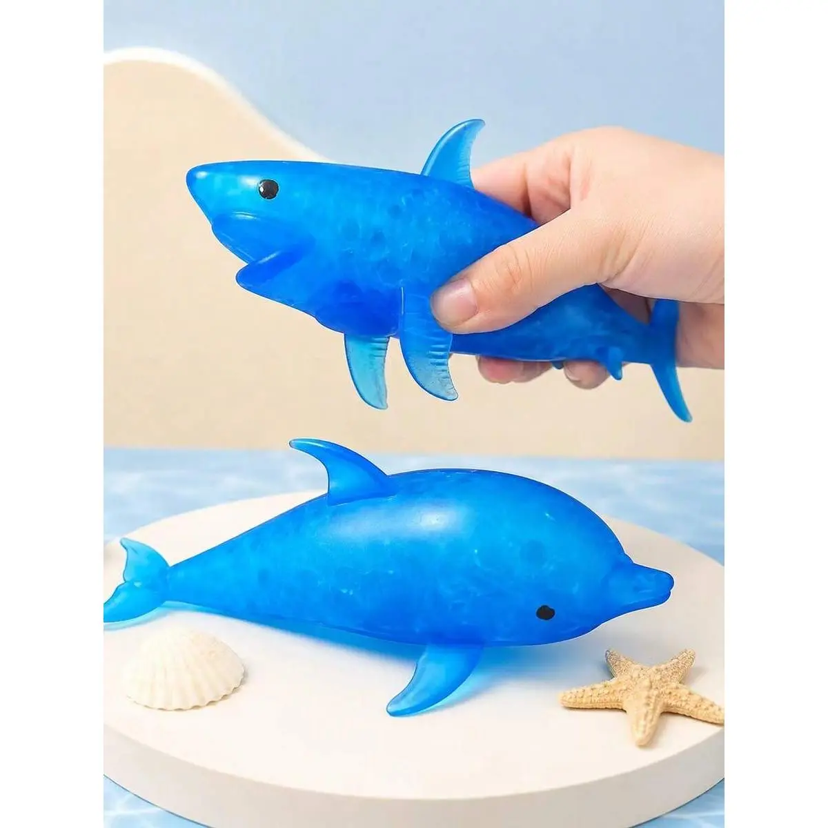 1/2Pcs Stretchy Shark Squeeze Toys, Quirky Ocean Dolphin Marine Animal Figurine, Fun Tactile Water Play Toy, Novelty Birthday Party Favors & Goodie Bag Fillers for Kids Teens
