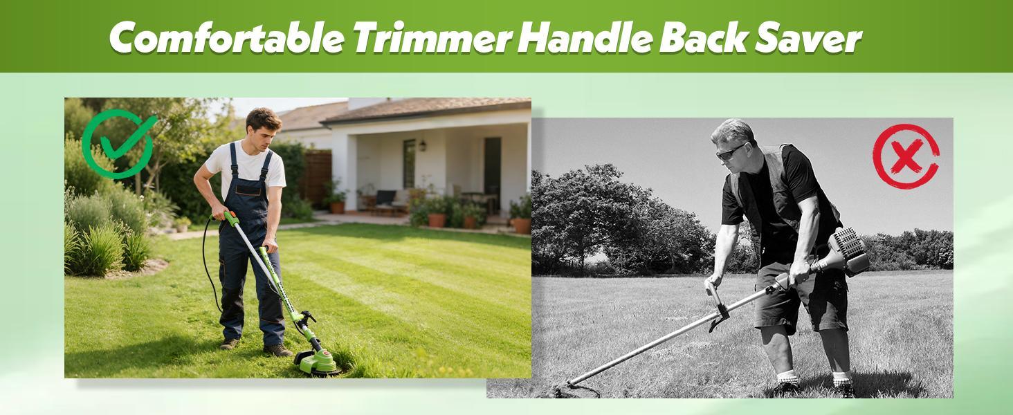 Upgraded Weed Eater Handle, Ergonomic String Trimmer Handle with Adjustable Shoulder Strap and Clamp, Weedeater Handle Extension for Lawn Care, Landscaping, and Yard Trimming Edging