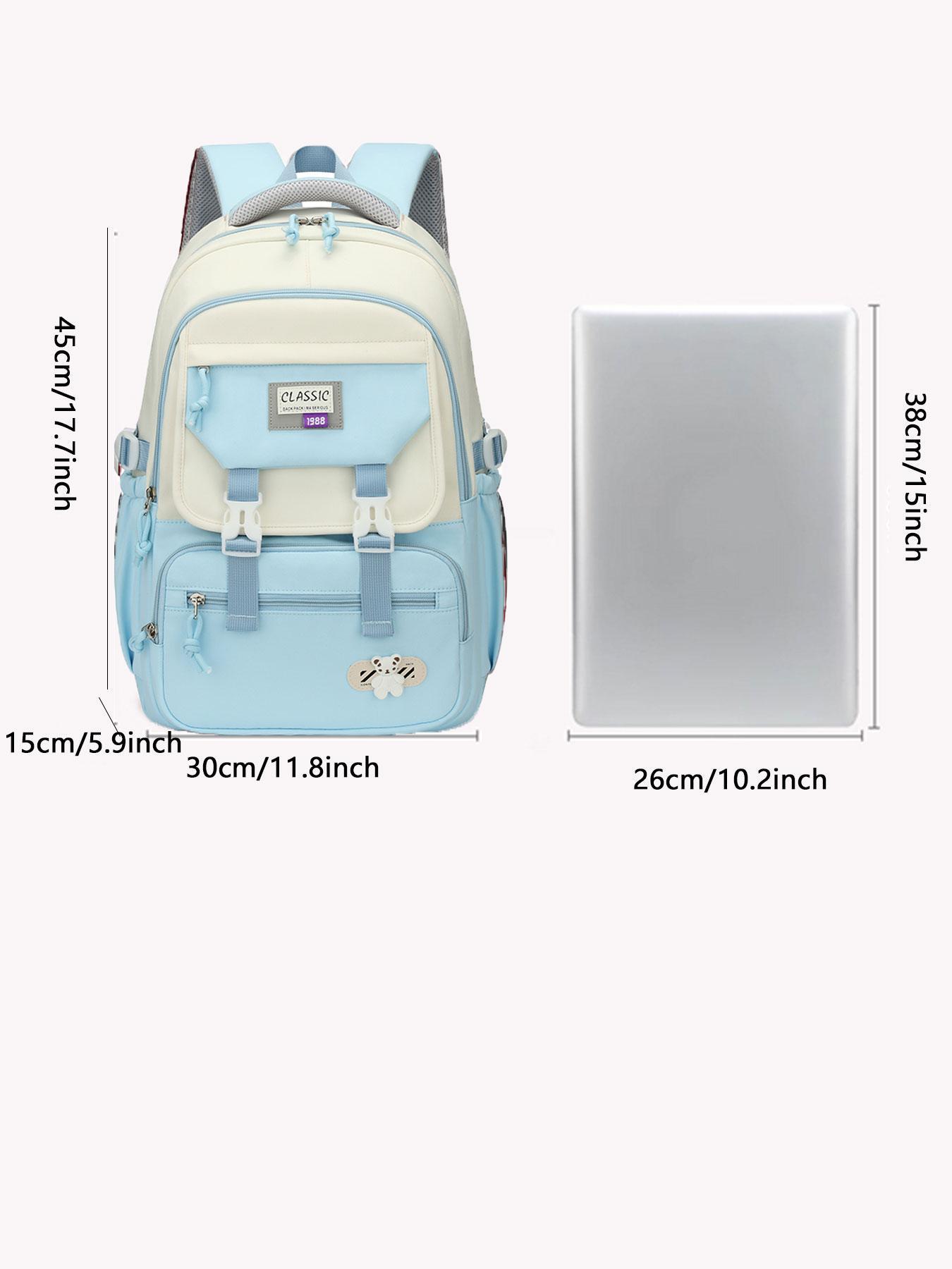 Colorblock Large Capacity Backpack, Casual Minimalist School Backpack for Women & Men, Fashionable Backpack for Daily Use for Boys & Girls