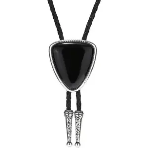 Turquoise Bolo Tie for Men, Leather Braided Necktie Western Cowboy Bola Tie Costume Accessories for Men Women