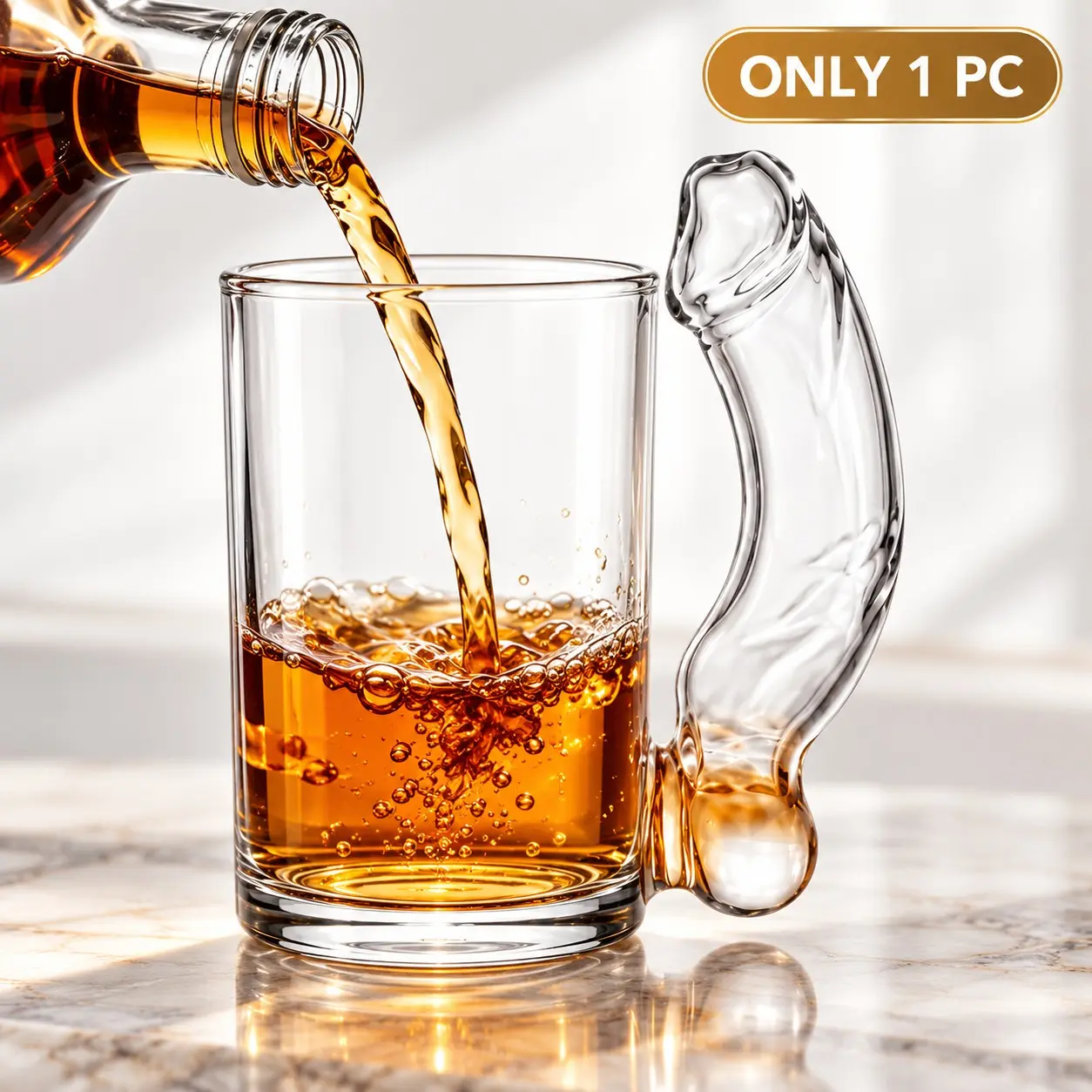 Creative High-End Bar Juice Cup, Juice Glasses, 3D Handle with Straw, Borosilicate Glass, 450ML Capacity, Fun Party Gift, Men's Birthday Present