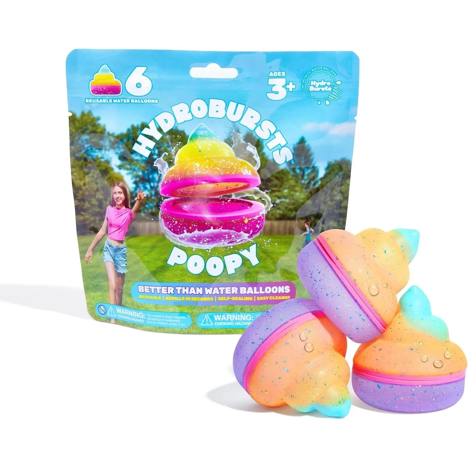 Hydroburst 6-pack Reusable Water Balloons, For The Pool, Beach Toys And Outdoor Play Toys, Includes 6 Refillable BalloonsGift