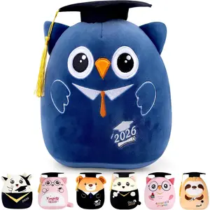 8 Inch Class of 2026 Graduation Owl Stuffed Animal Plush Pillow with Black Cap Congrats Grad Party Plush Favors Gifts