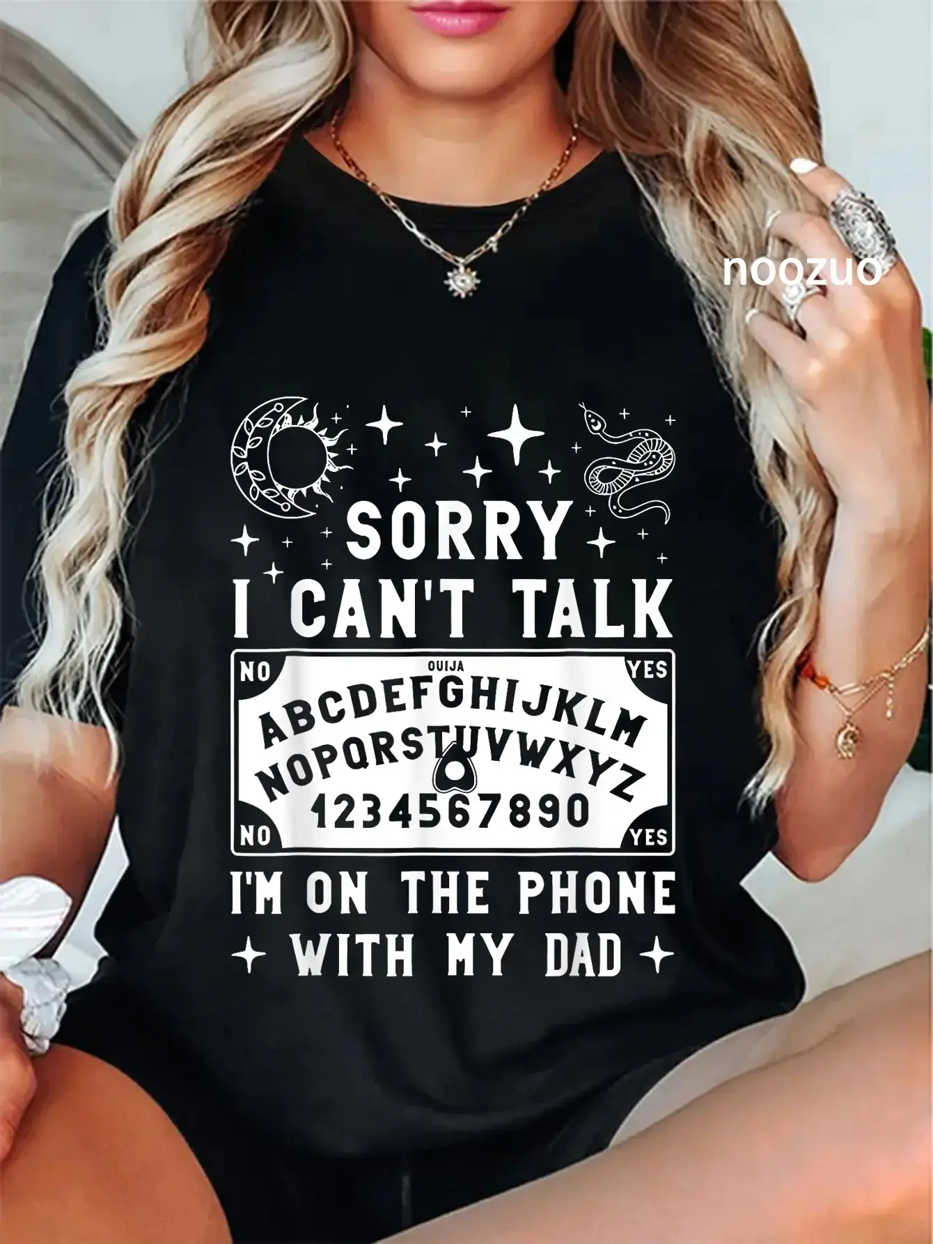 Cotton Casual Crew Neck Short-Sleeve Tshirt - Unisex Talking To My Dead Dad Spirit Humor Art Streetwear Top