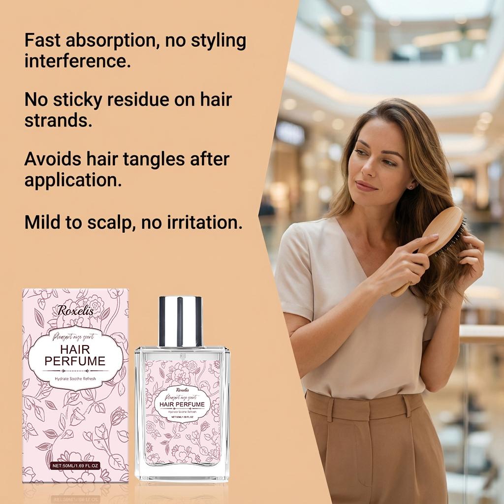 Roxelis Floral Scent Hair Perfume - Gentle, Natural, Fresh, Elegant, Light Eau de Toilette - Daily Portable Hair Perfume Spray - Gentle, Non-irritating - Suitable for use before dates, parties, etc., perfect for all occasions.