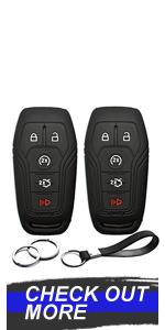 2pcs Compatible with Ford Key Fob Cover Case Key Chain for Ford Explorer F150 Fusion Bronco Transit F250 F350 F450 F550 F650 F750 Ranger Maverick Accessories Shell Carbon Fiber Black