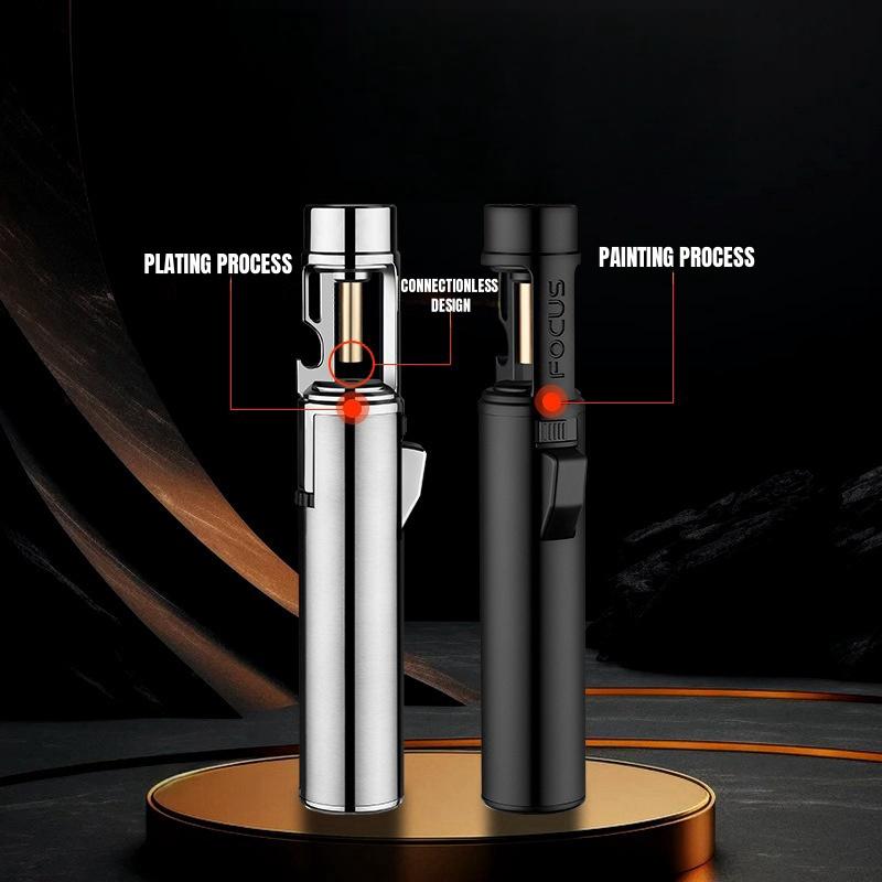 Windproof Jet Flame Lighter 2 In 1 Windproof Lighter - Torch Lighter With Adjustable Jet Flame And 360 Degree Rotation Ignition - Portable Camping Bbq Baking Lighter (Butane Gas Not Included)