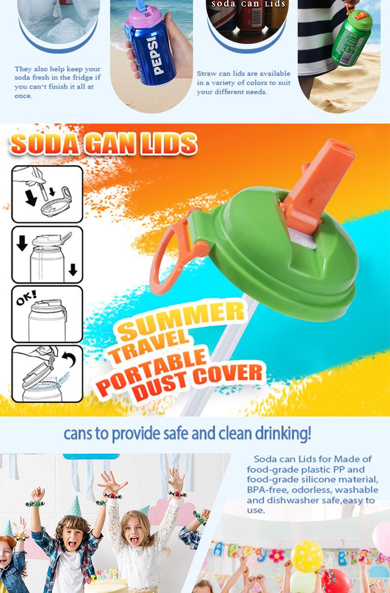 4-Pack Soda Can Lids with Straws, Reusable Silicone Straw Can Lids, Leak-Proof, Easy to Use, Fits Standard Cans, 4 Colors