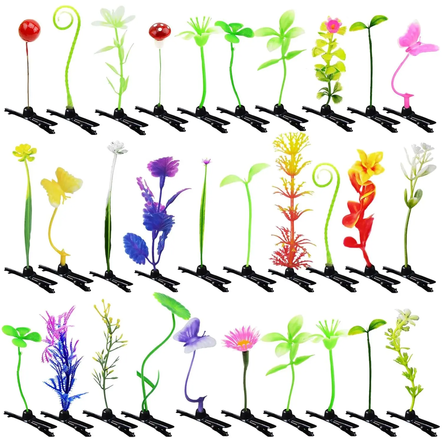 30 count Bean Sprout Hair Clips,  Style  Hairpins Flower Hair Clip |  Little Grass Barrette Mushroom Butterfly Headwear Hair Accessories for Women Girl School  Party Christmas