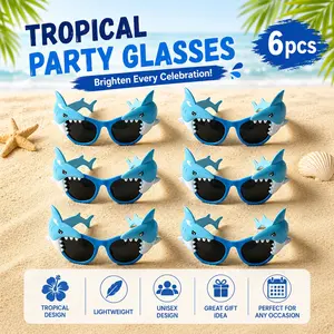 6-Piece Shark Style Party Glasses Set, Unique Shark Design Props for Photo Booths, Perfect for Parties, Dance Performances, Photo Booth Photoshoots