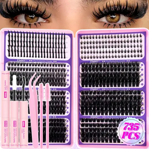 400/800pcs Eyelash Extension Kit, Lower Lashes, Reusable Pointed-Tip Lashes, D-Curl Beauty Eyelash Clusters 10-18mm, DIY Eyelash Extensions, Makeup Essential