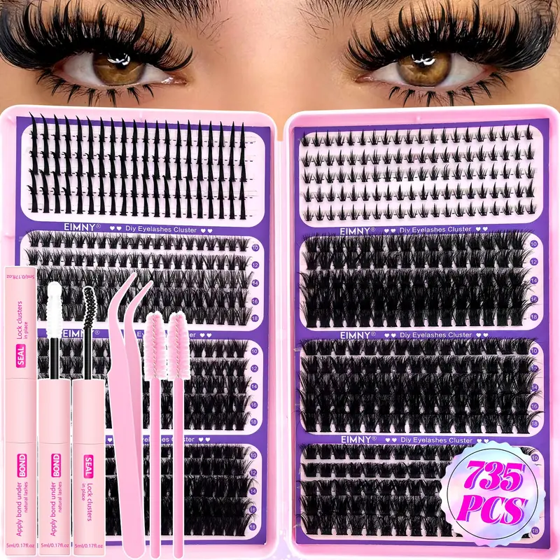 400/800pcs Eyelash Extension Kit, Lower Lashes, Reusable Pointed-Tip Lashes, D-Curl Beauty Eyelash Clusters 10-18mm, DIY Eyelash Extensions, Makeup Essential