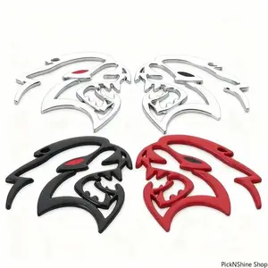 2PCS SRT Red Eye Metal Car Emblem Badge – Premium Alloy Hellcat Logo Decal, Durable 3D Auto Sticker for Hood, Trunk, Fender & Vehicle
