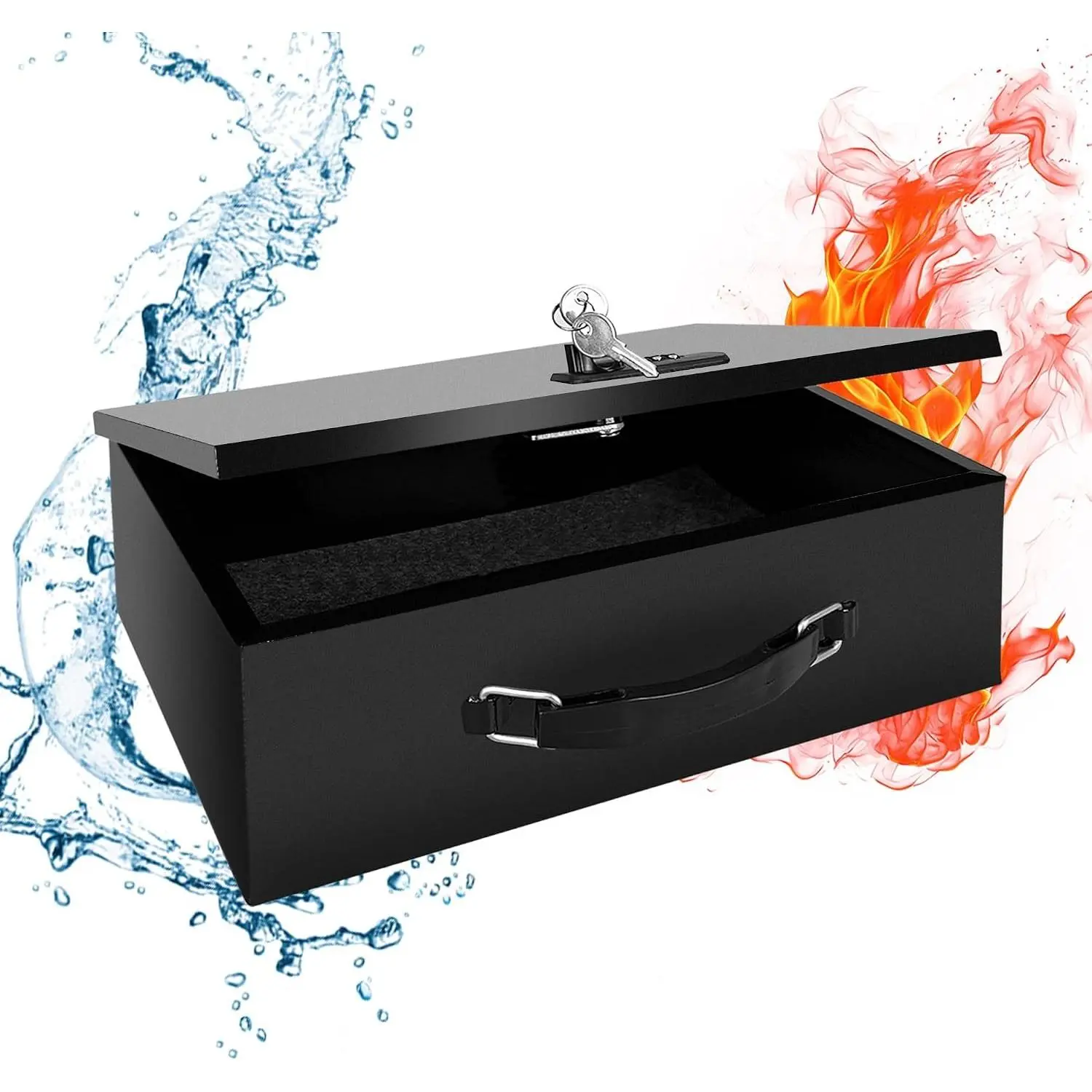 Fireproof Lock Box with Key and Combination Lock, Fire Safe Document Box, Portable Fireproof Waterproof Safe for Home,Office,Travel, Secure Storage for Documents,Jewelry,Passport,Cash