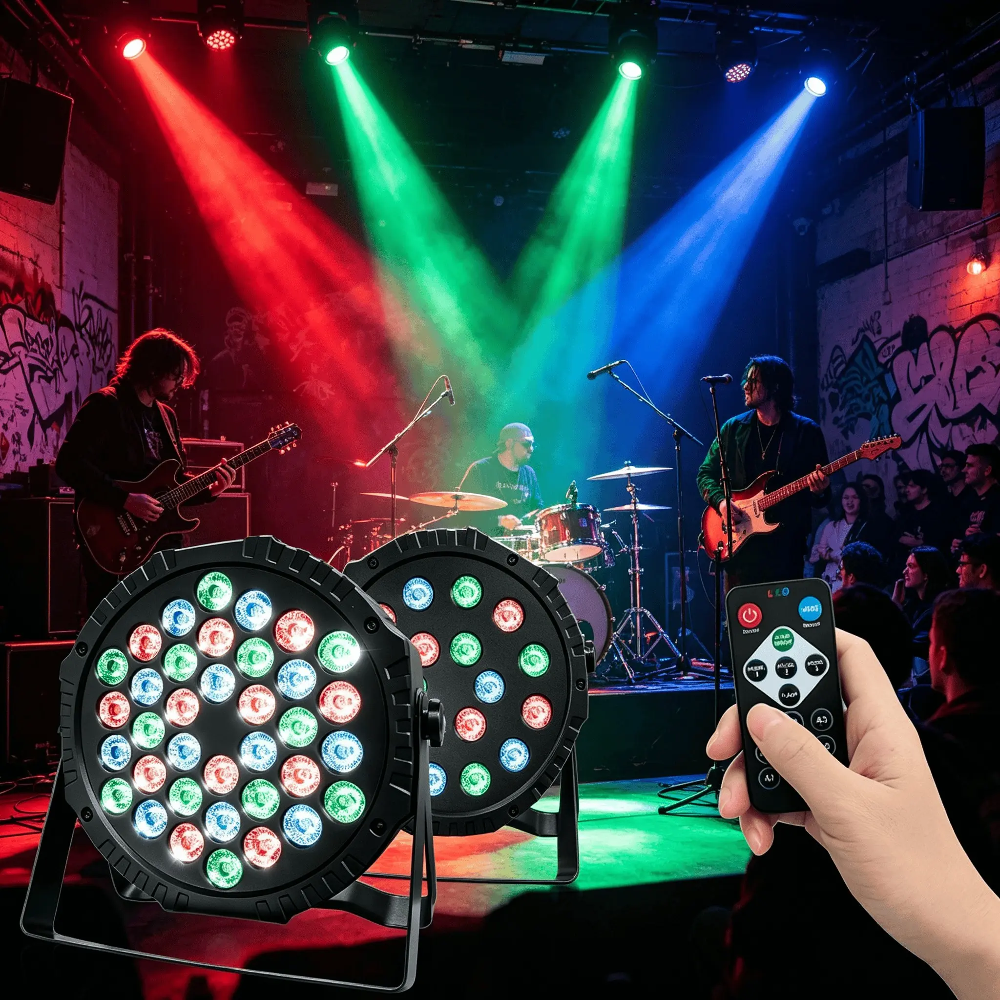 Smart LED Stage Light, 7-Color Disco Lamp with Remote, Dj Light, Party Light, USB Flashing Effect, Church Club Wedding Dj Light