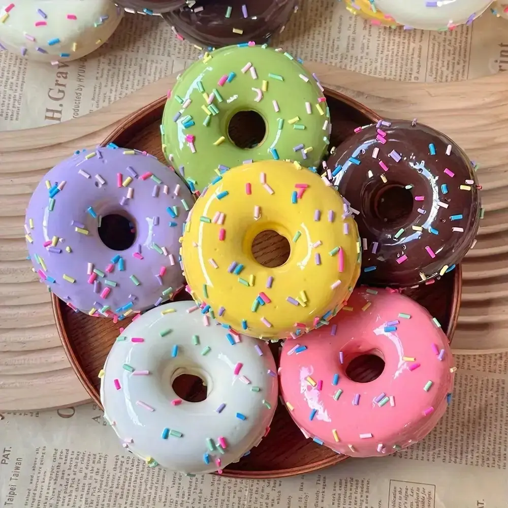 3 PCS Vibrant Fake Donut Decor Set – Colorful Sprinkled Donut Props for Kitchen Display Food Photography Home Aesthetic Tabletop Accents Ideal for Café Styling Bakery Window Shows Party Decor and Gift Ideas for Dessert Lovers & Interior Design Fan