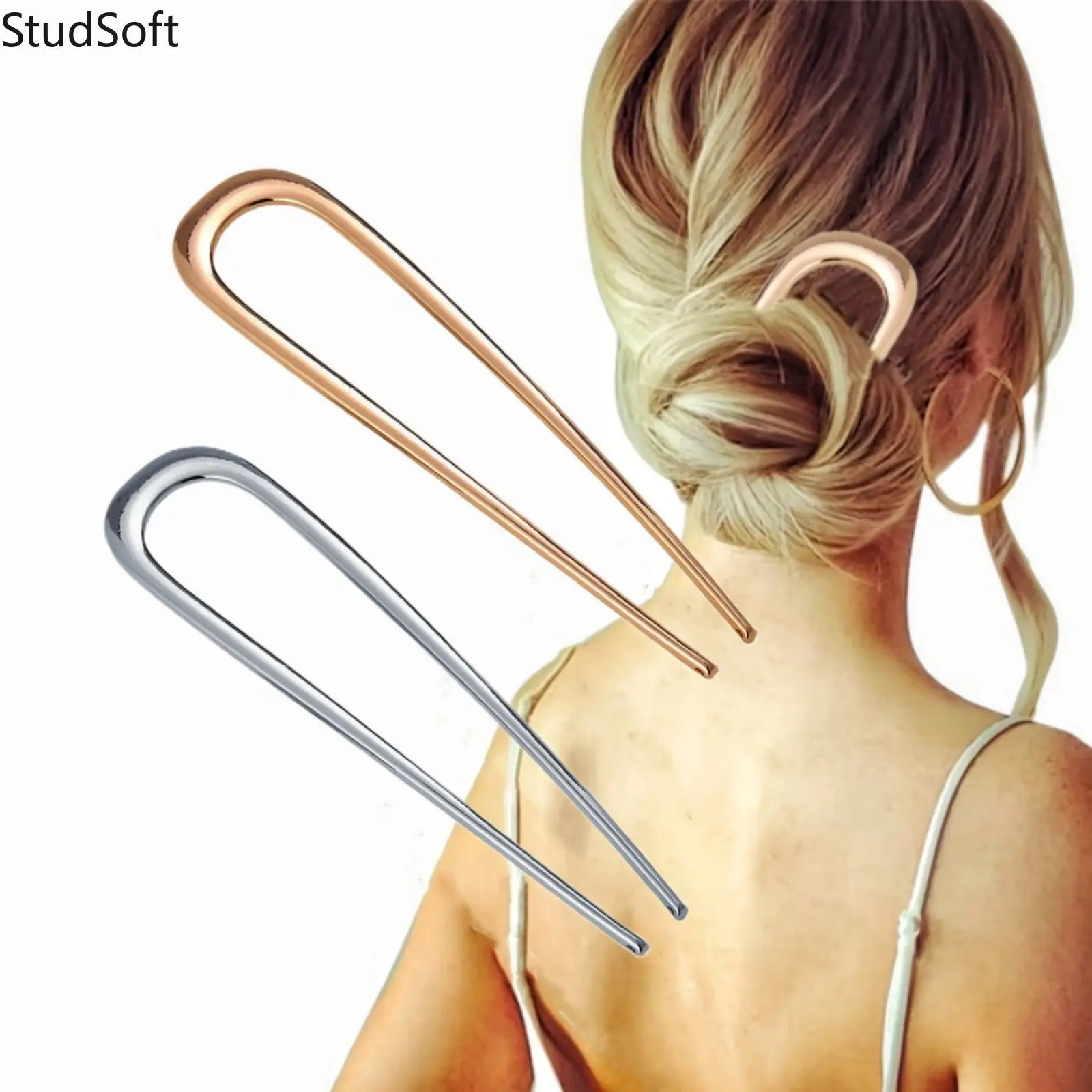 3Pcs French Hair Pins: Metal U Shaped Hairpin Chignon Pins Set for Women Girls Minimalist Vintage Updo Bun Hair Sticks Bun Maker Hair Accessories,back to school,back to school haul