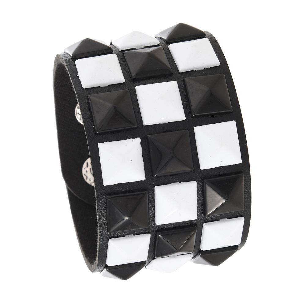 3Pcs/Set Fashion Contrasting Rivets Leather Wrist Friendship Big Wide Bracelet For Male Female Buckle Vintage Punk Jewelry