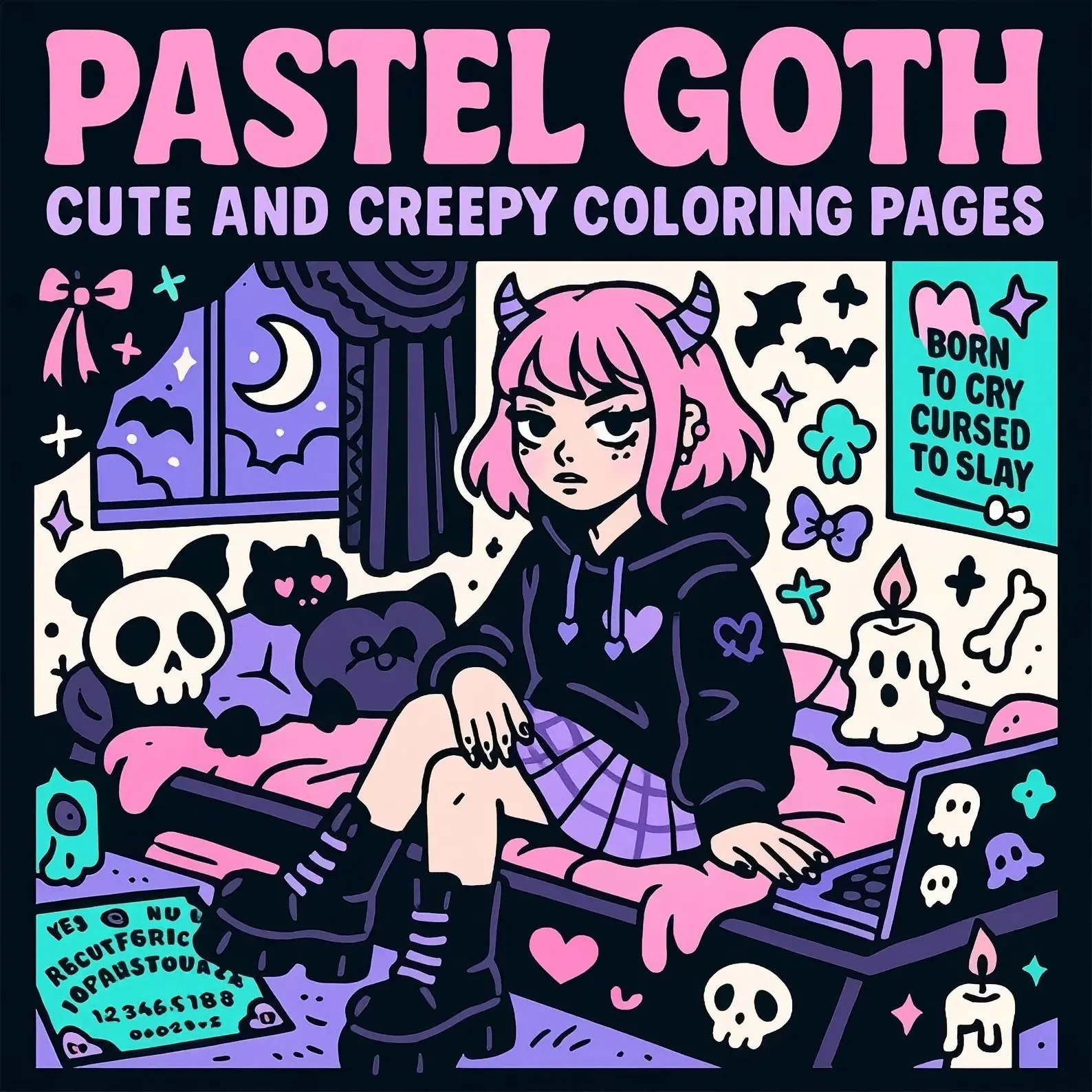Pastel Goth Coloring Book Cute and Creepy Coloring Pages For Adults Teens | Creepy Kawaii Spooky Gothic Goth Girl Aesthetic Coloring Book Stress Relief Art Therapy Coloring ASMR Gift For Alt Emo Pastel Goth Lovers