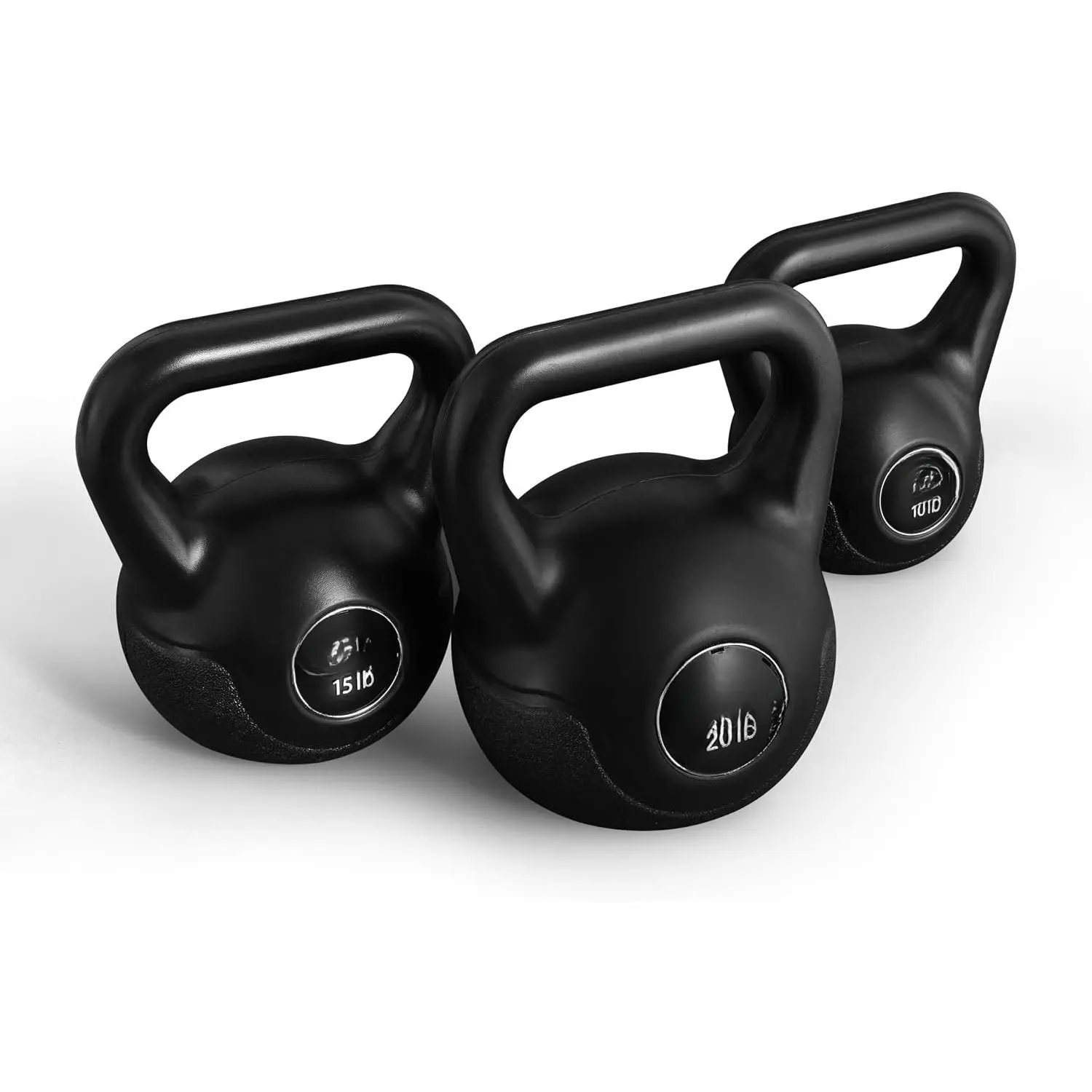 Barbell 45 LB Cement Kettlebell Set – 10 lb, 15 lb & 20 lb Vinyl-Coated Kettlebells for Strength Training, Cardio, Cross Training & Home Gym Workouts