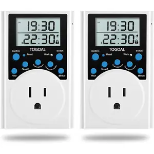 2 Pack 120V 15A Digital Infinite Repeat Cycle Timer Plug, with Countdown & 24 Hour Daily On-Off Programs, for Electrical Outlets, Lights, Hydroponic Pumps