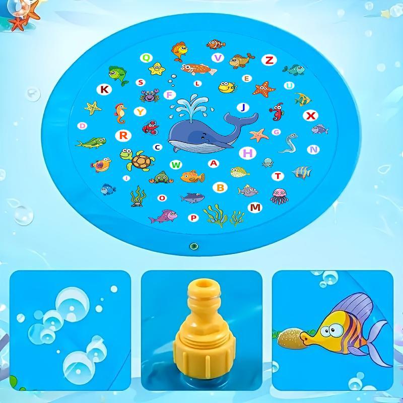 Inflatable Water Spray Mat, Inflatable Water Sprinkler Portable Swimming Water Spray Mat, Letter Learning Mat, Summer Courtyard Lawn Game, Outdoor Game Area, Inflatable Floating Bed, Blow Up Pool