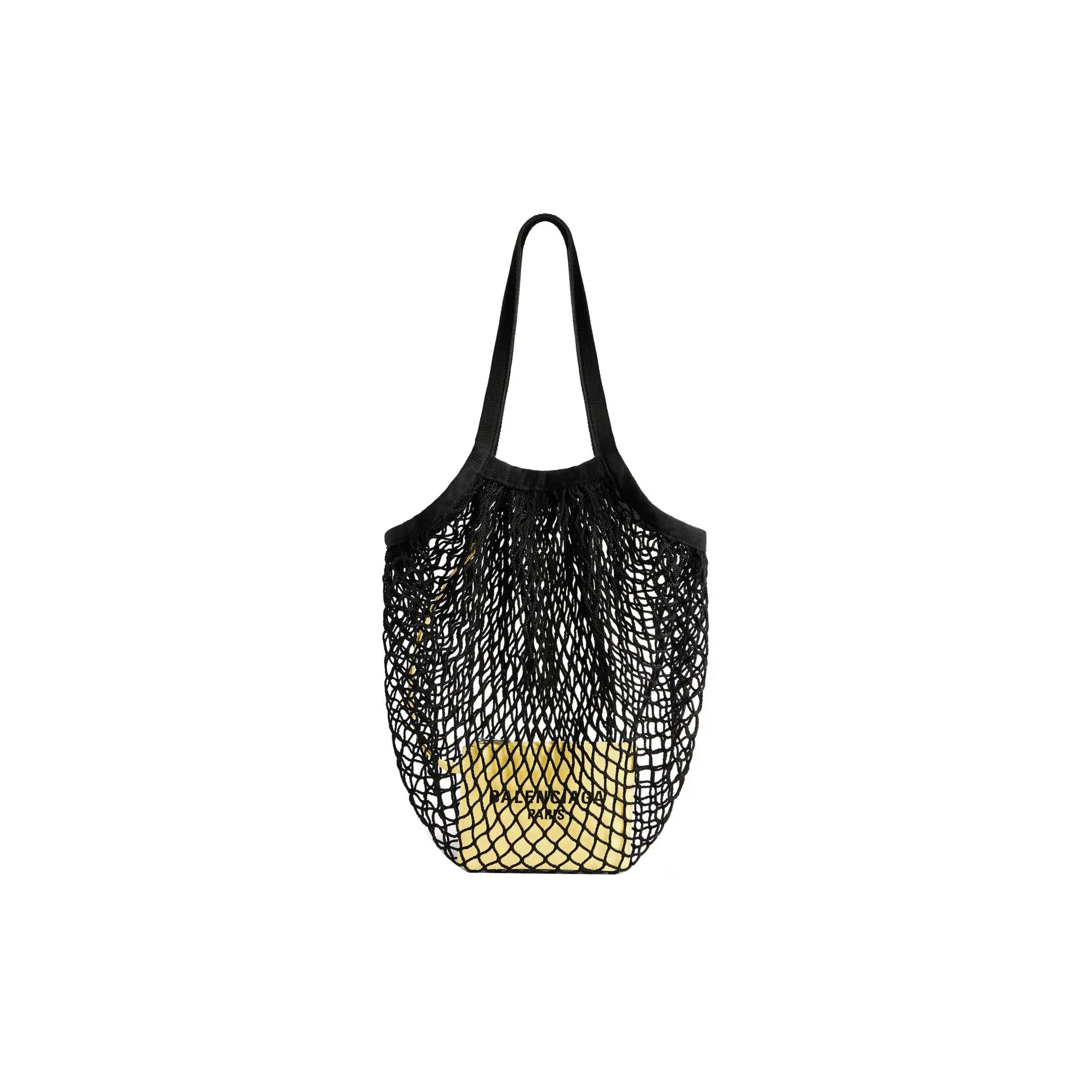 Balenciaga 24/7 Detachable Zip Pouch Bag – Nylon and Mesh Crossbody Handbag for Women, Black and Yellow