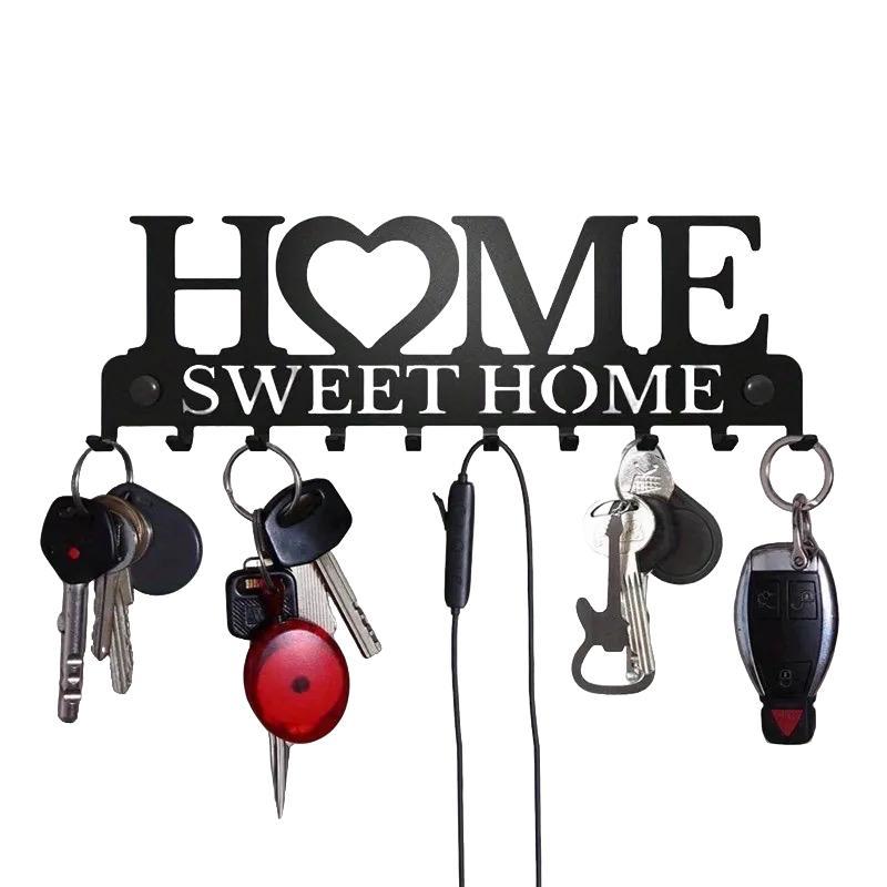 Home Shaped Wall Hook, Creative Keychain Organizer, Fashionable Iron Key Hook, Wall Mounted Key Holder for Bedroom Living Room Porch, Decor