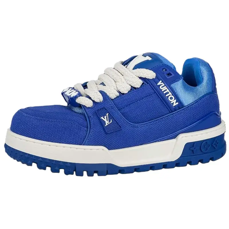 Louis Vuitton Maxi Trainer Low-Top Lace-Up Fashion Sneakers for Men in Blue Verifiable, with credentials and supporting global authentication