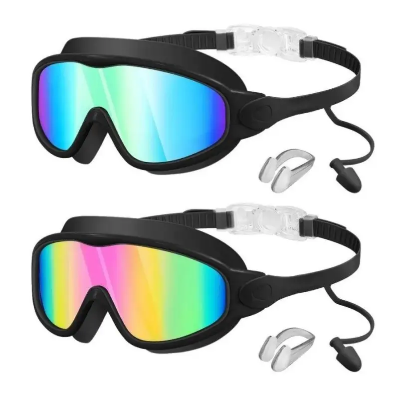 Swim Goggles, Kids Goggles with Earplugs& Nose Clip,Wide View Anti-Fog/UV Swimming Goggles,Age 3-15,Boys&Girls, Swimming Accessories, Kid Goggles For Swimming, Outdoor Swimming Goggles