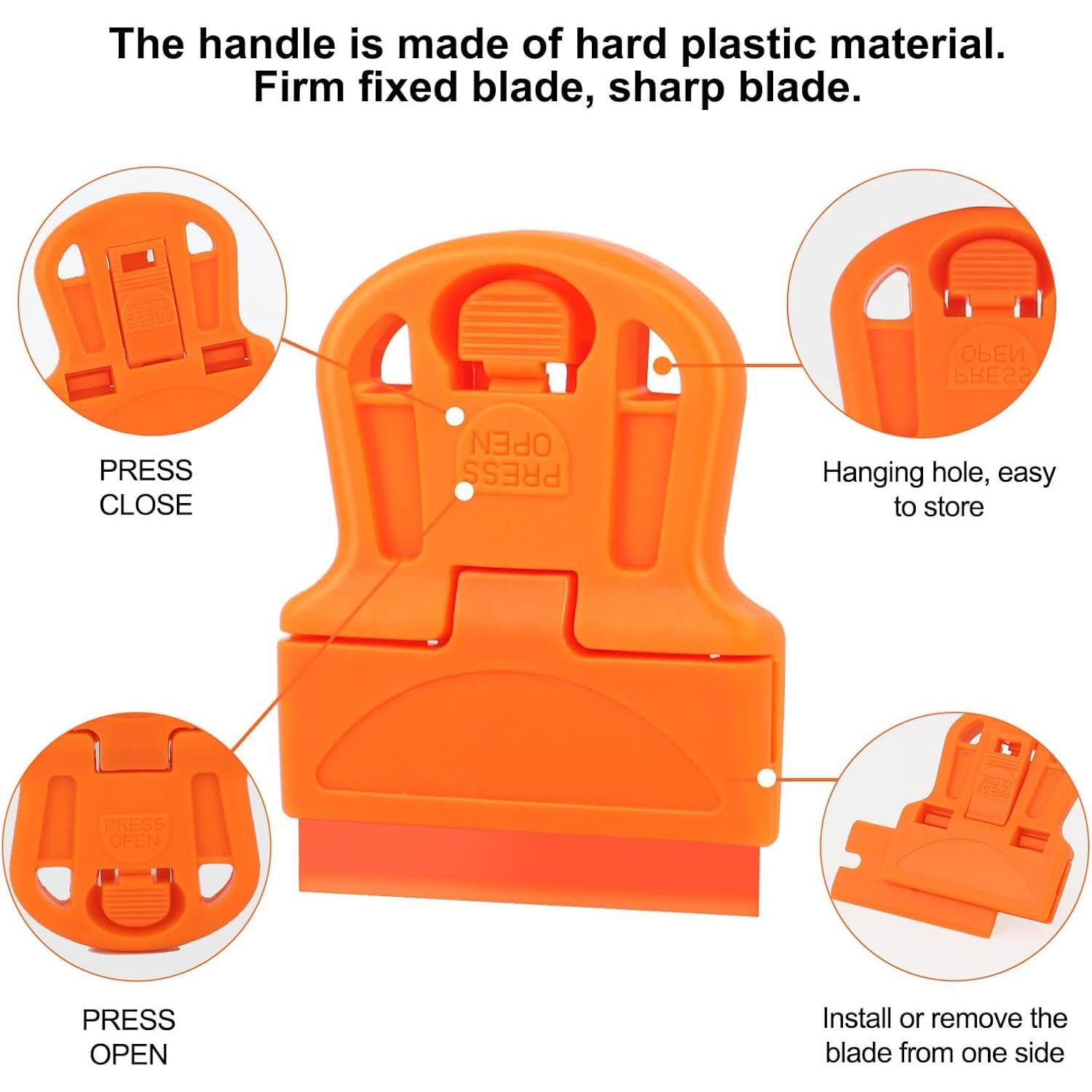 -4 Pcs Mini Plastic Razor  Scraper Tool-Suitable for Cleaning Windows and Glass Stoves-Equipped with 20 .