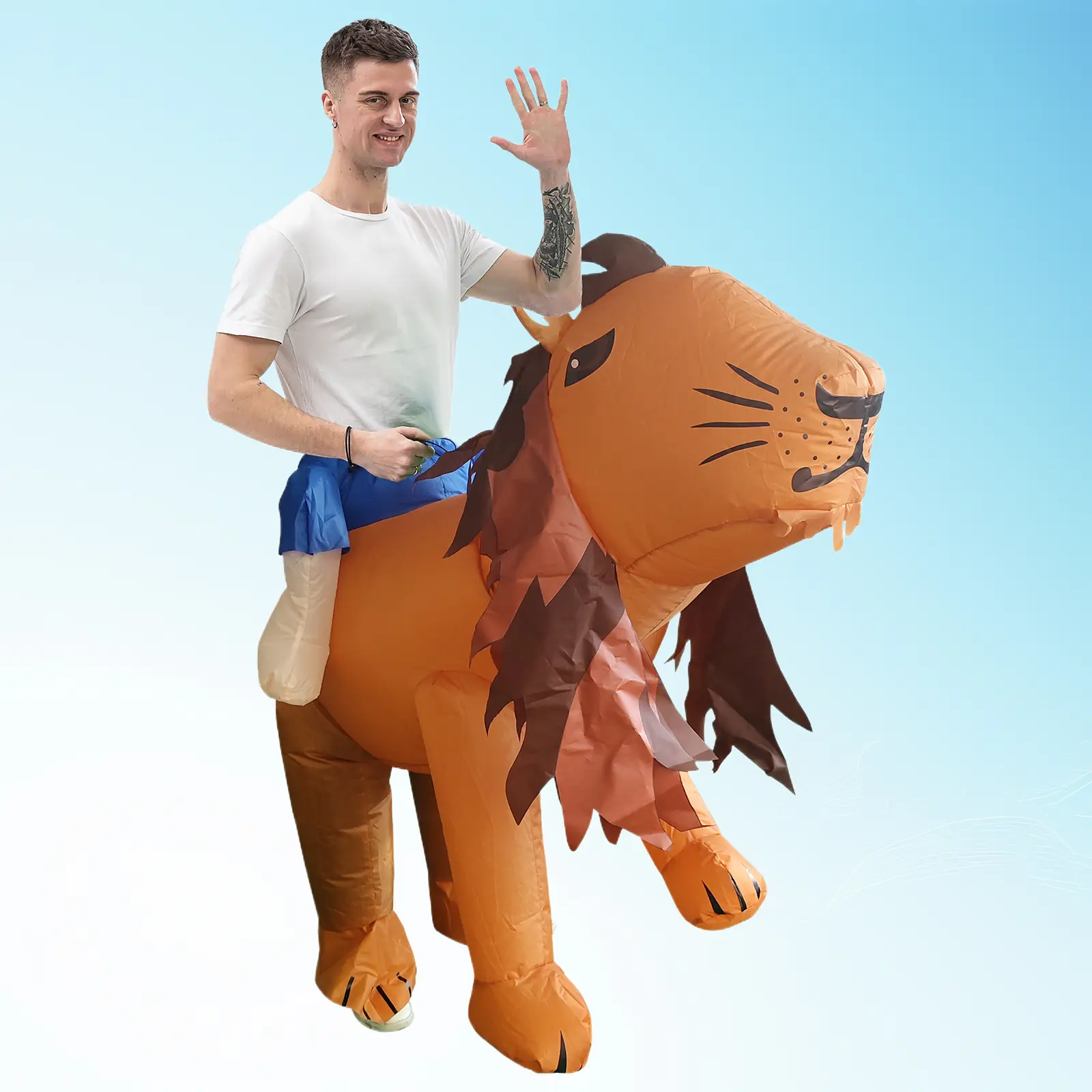 Ride-On Animal Inflatable Costume Tiger Lion Dino Funny Blow Up Suit for Halloween Party Stage Show