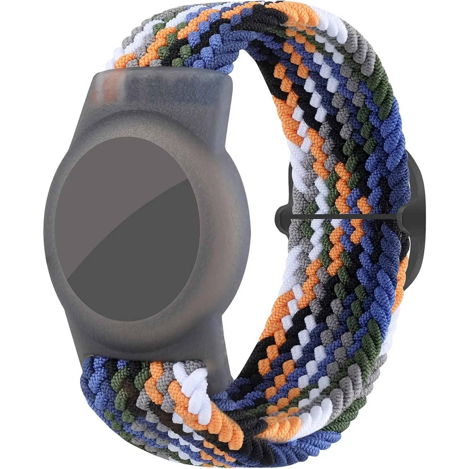 Bracelet for  Compatible with AirTag, Nylon Stretch Braided Air Tag Wristband, Protective Case for Airtag GPS  Holder, Adjustable Elastic Watch Band for   Elder (Rainbow)
