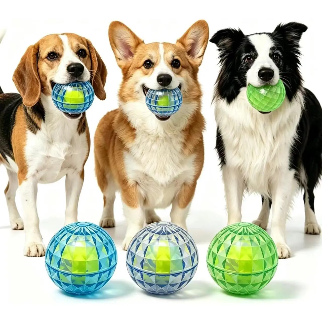 Squeaky  Balls 3-Pack, Ball-in-Ball Design with Inner Tennis Ball, Squeeze-to-Squeak TPR  Toys, High-Bounce Floating Fetch Balls for Pool Beach , Easy-Clean Puppy