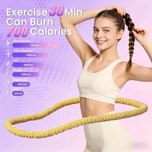 Soft Hula Hoop for Adults 3.3lb Weighted Hula Hoops for Women Weight Loss Pilates Equipment Infinity Hoop Soft Spring Weighted Hoop for Adults Women Beginners Home Travel Gym-yellow,black,pink,purple