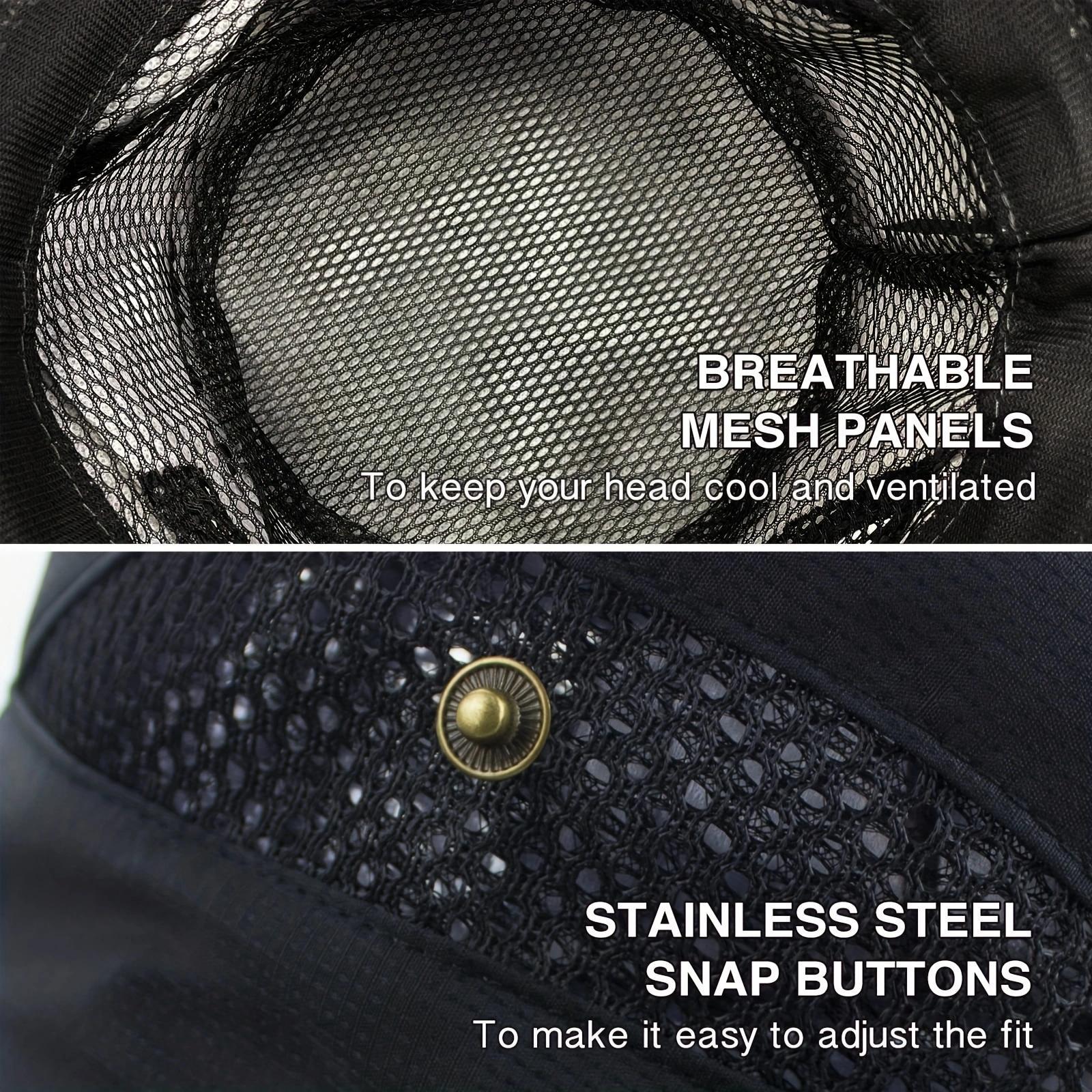 Men's Sun Hat Outdoor UPF50+ Mesh Wide Brim Bucket Safari Cap Foldable Waterproof Boonie Fishing Hats