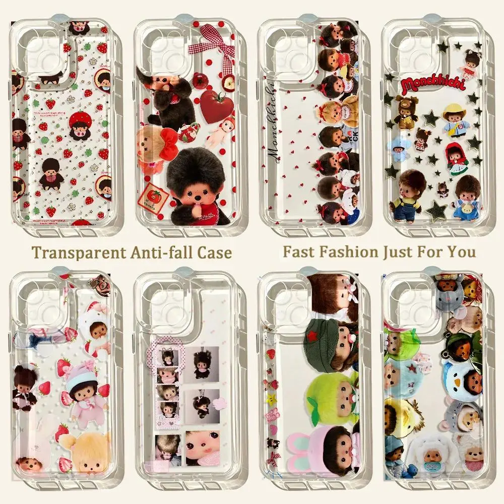 HOT Cute M-Monchhichis Phone Case For iPhone 17 Promax 17E 16 15 14 13 12 11 Pro Max 17Air Plus & Samsung Galaxy S26 S25 S24 S23 FE Ultra Plus Anti-Fall   TPU Smartphone  Transparent shockproof protection Soft silicone   Protective  Back Cover