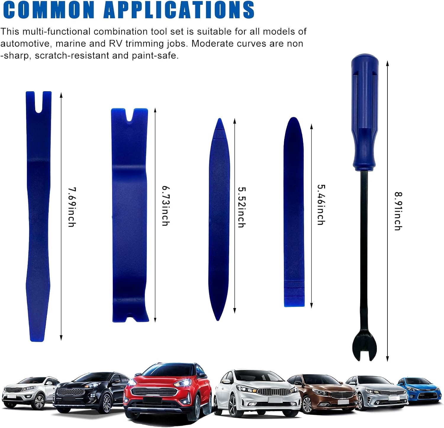 5 count Auto Trim Kit, No Scratch Plastic Interior Door Panel Clip Fastener Removal Set, Audio Dash Window Molding Remover Tool Kit, Accessories (Blue) 5 count Auto Trim Kit, No Scratch Plastic Interior Door Panel Clip Fastener Removal Set, Audio Dash Window Molding Remover Tool Kit, Accessories (Blue)