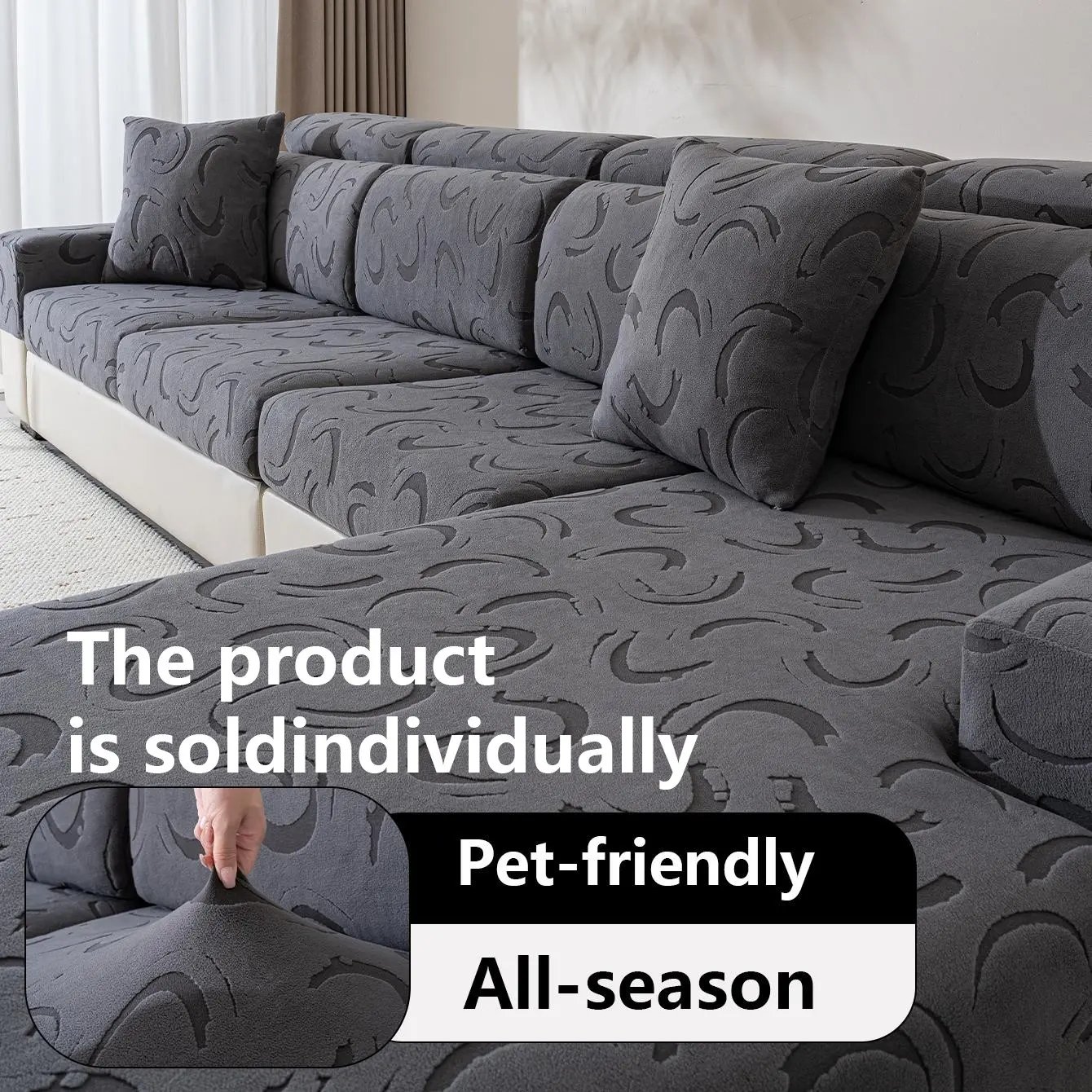 Plush Sofa Cover, Removable Sofa Cover, Washable Sofa Slipcover, Reusable Anti-Slip Washable Pet-Friendly Elastic Fabric, Single/double/triple/four-Seat/l-Shaped/sofa Backrest Covers, Sofa Couch Covers, Sofa Couch Protector, Couch Covers For Sofa