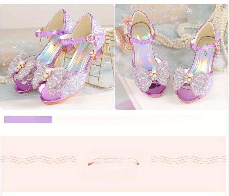 Summer New Children's Princess Shoes Girls' High Heels Baby Sandals Medium And Large Children's Girls' Fashion Crystal Shoes Formal Casual