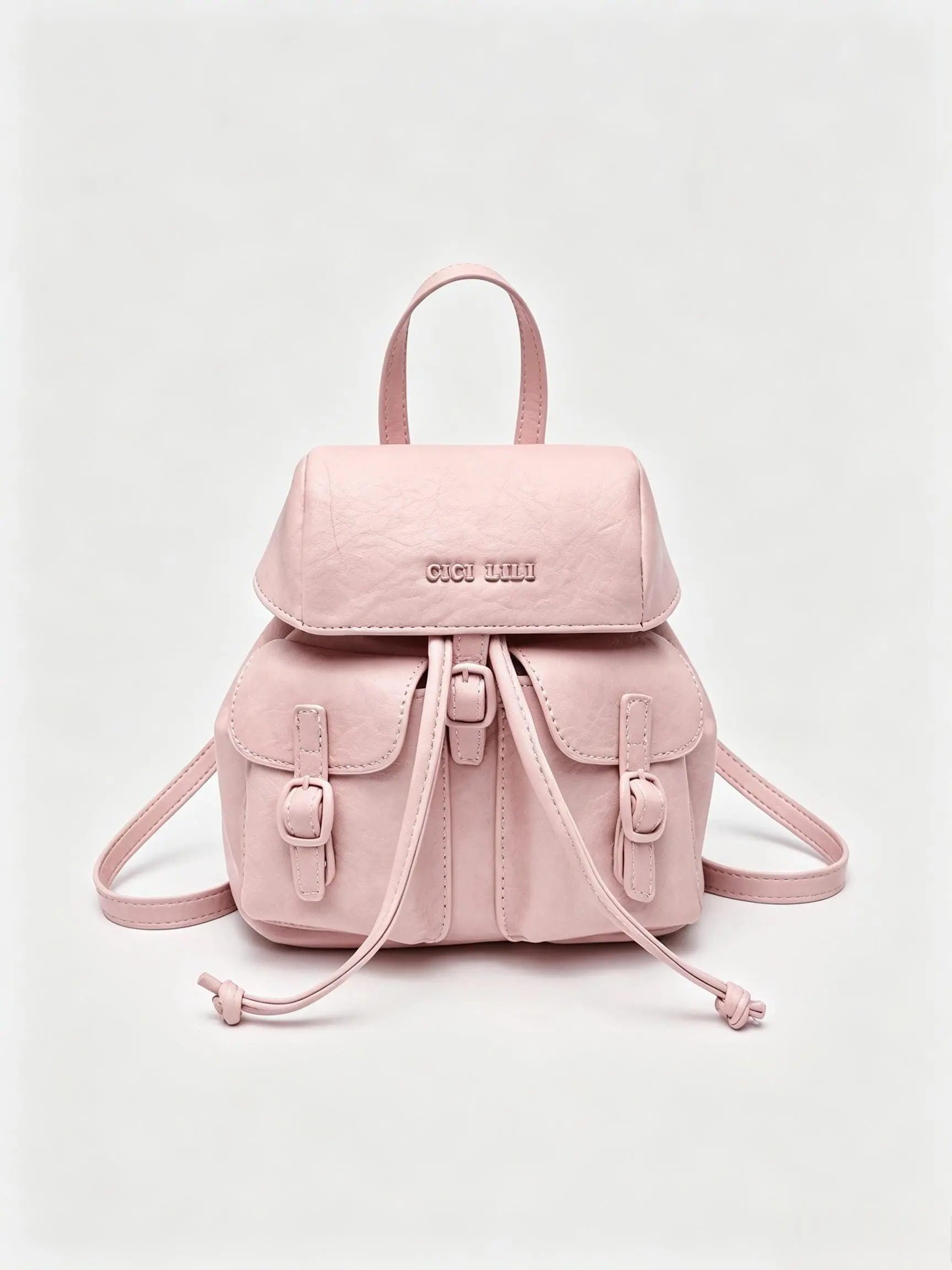 Mini Drawstring Backpack for Women, Vintage Pleated Leather Small Bag, Portable Bookbag for Travel, Fresh and Stylish Design, Backpacks Women