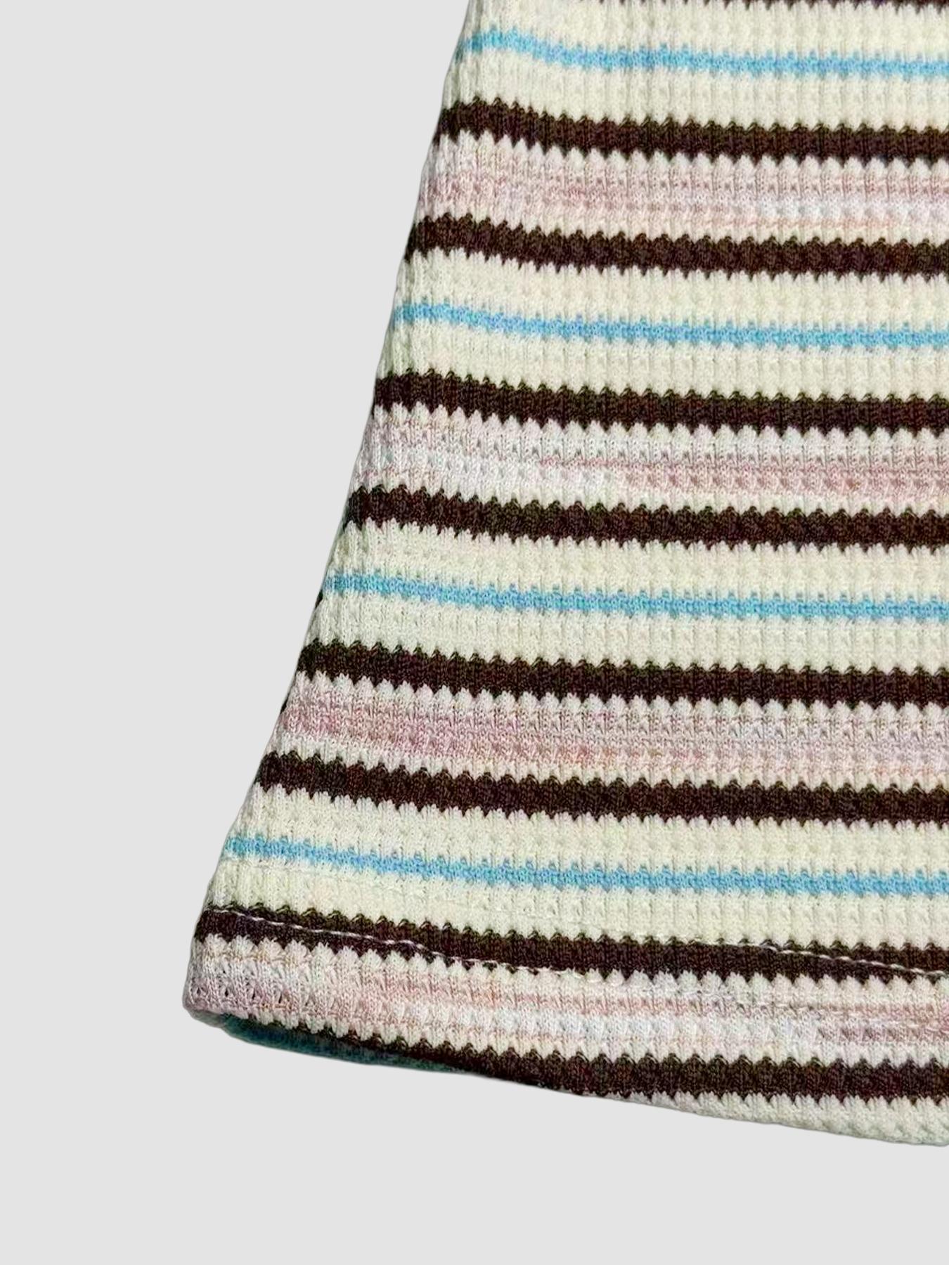 Women's Striped Knit Casual Long Sleeve Top & High Waist Elastic Sporty Shorts Set, Spring Fashion, Comfortable Fit, Sporty Style Clothes