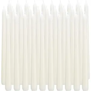 30 Pack  Taper Candles, 10 inch (H) Dripless, Unscented Dinner Candle,  Taper Candles, Paraffin Wax with Cotton Wicks, Approxinately 7-8Hours  Time