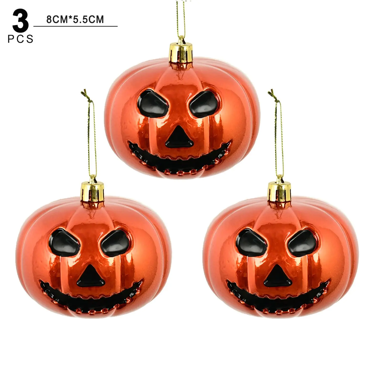6 pieces 3.15-inch iridescent shatter-proof pumpkin ornaments - Ghost face hanging decorations, with iridescent colors, suitable for Christmas tree and Halloween party decorations, shatter-proof plastic balls, for holiday party decorations, can be used al